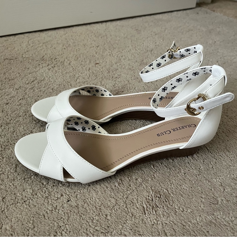 Charter Club Women's White Ankle Strap Sandals
